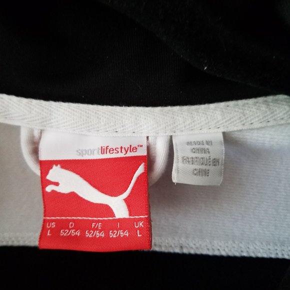 Puma Full Zip Track Jacket Front Pockets Adult Large Black/White Long Sleeve - Picture 5 of 8